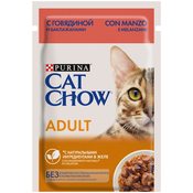 Влажный корм Cat Chow® для взрослых кошек, с говядиной и баклажанами в желе, Пауч