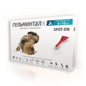Гельминтал Spot-On Антипаразитарные капли для кошек от 4 до 10 кг, 1 пипетка
