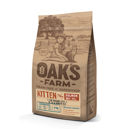 Oaks Farm Grain Free Kitten беззерновой сухой корм для котят, (лосось) – интернет-магазин Ле’Муррр